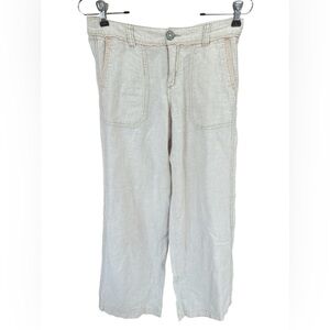 PILCRO AND THE LETTERPRESS Anthropologie Linen Blend Wide Leg Tan Pants Size 0